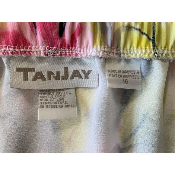 Tanjay Yellow Floral Print Ruffled Hem Elastic Waistband Peasant Skirt Size 16 - Picture 9 of 12